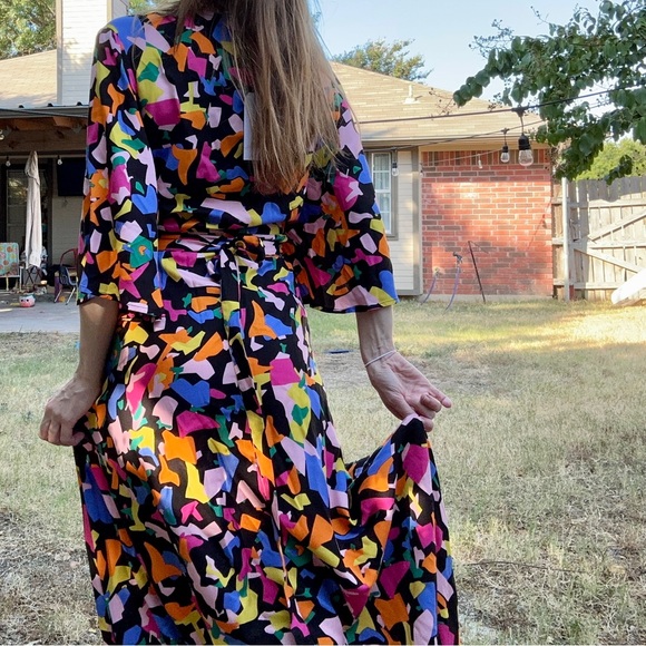 NWT Traffic People Colorful Abstract Wrap Dress - Picture 3 of 9